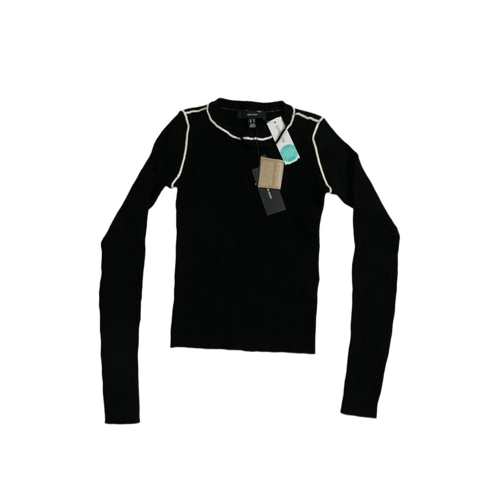 Vero Moda Kara Long Sleeve Sweater Womens XS Black Ribbed Knit Crewneck NWT